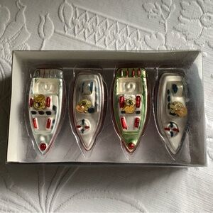 Kurt Adler Christmas Ornament Boxed Set Of 4 Boats
